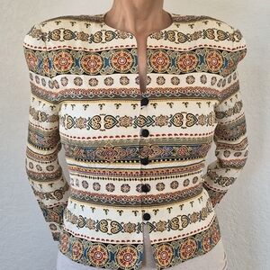 Adrianna Papell Vintage Silk Button Up Shirt Jacket